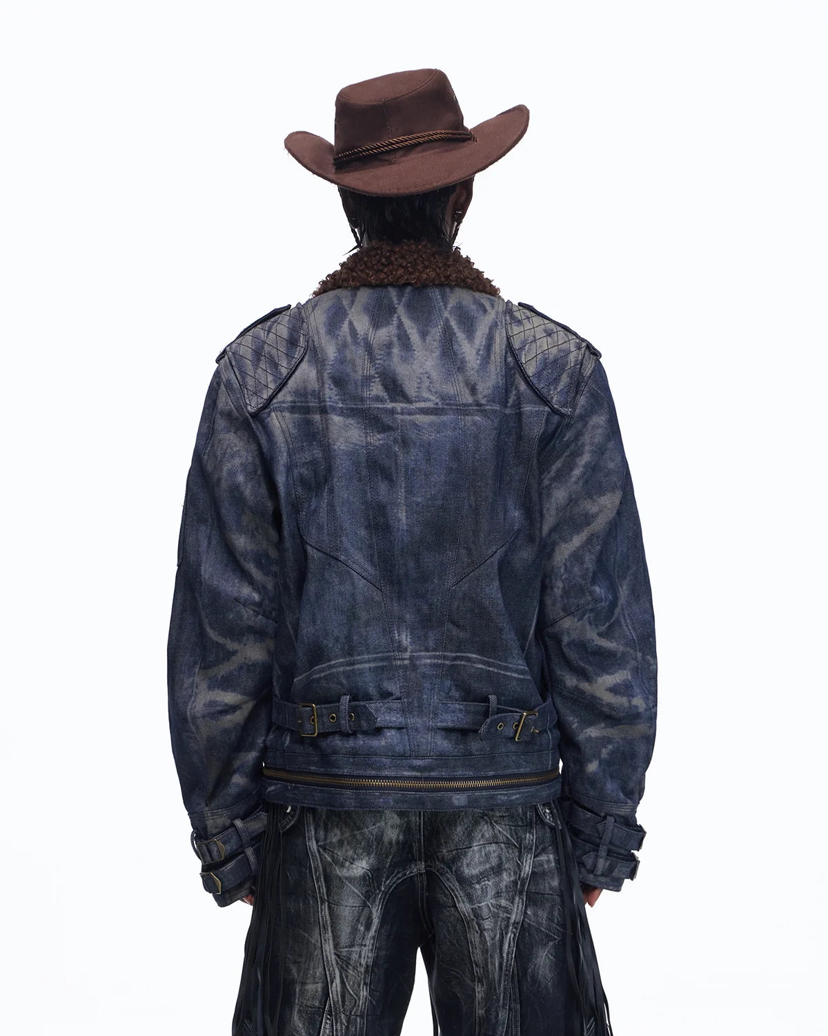 Personsoul Sherpa Lined Raw Denim Jacket