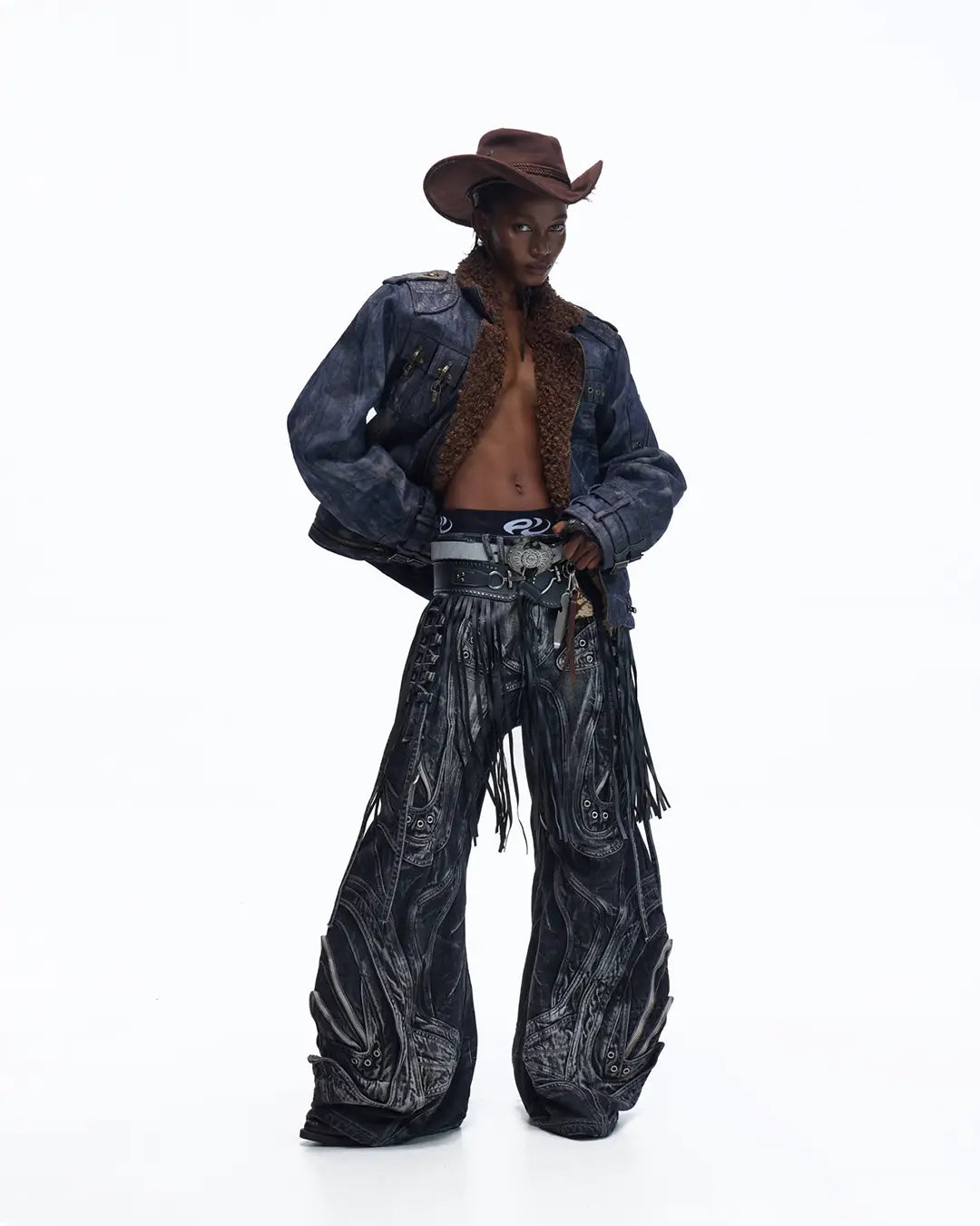 Personsoul Sherpa Lined Raw Denim Jacket