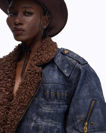 Personsoul Sherpa Lined Raw Denim Jacket - personsoul