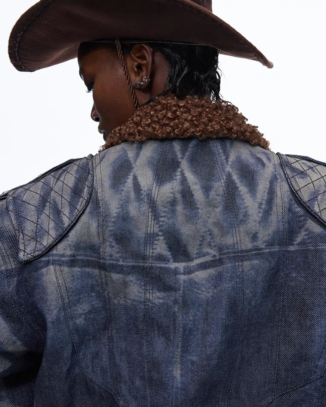 Personsoul Sherpa Lined Raw Denim Jacket