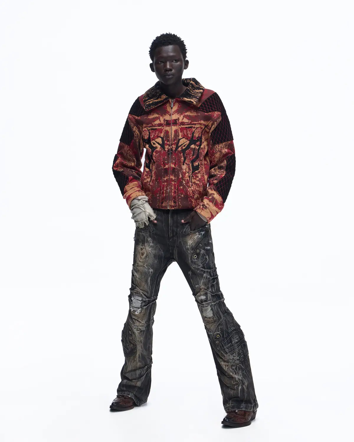 Personsoul Patchwork Knit Jacket