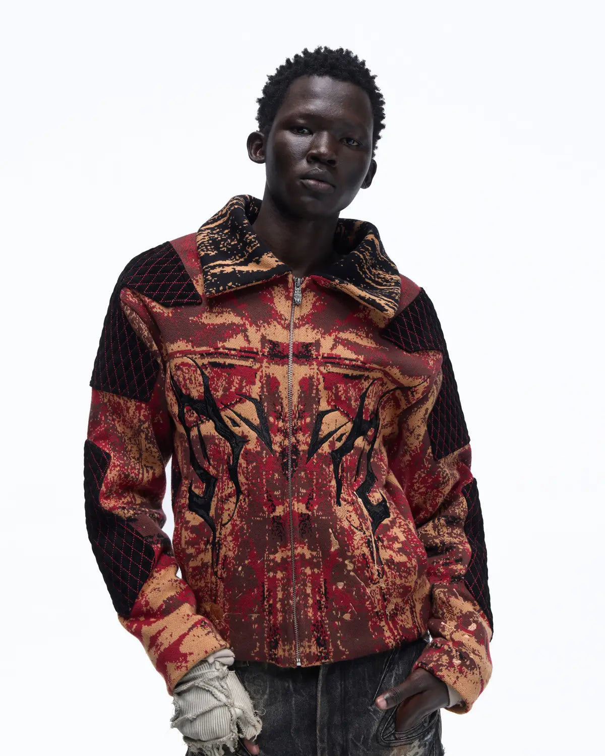 Personsoul Patchwork Knit Jacket