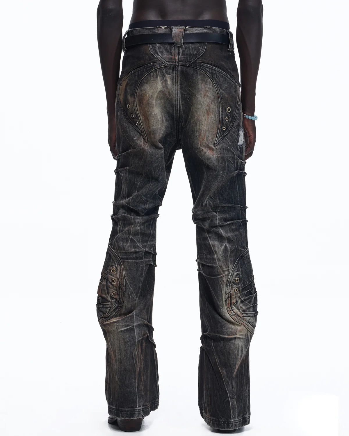 Personsoul Snake-Pattern Totem Slim-Fit Jeans