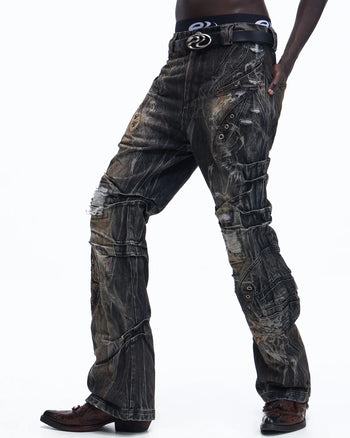 Personsoul Snake-Pattern Totem Slim-Fit Jeans