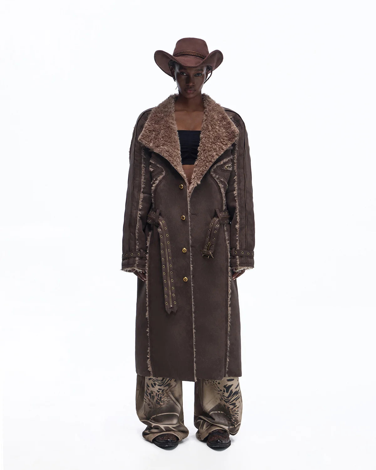 Personsoul Vintage Long Shearling Coat