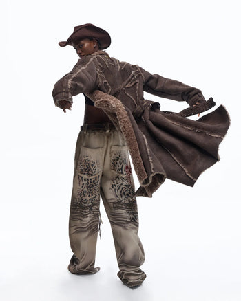 Personsoul Distressed Tiger-Pattern Totem Sweatpants