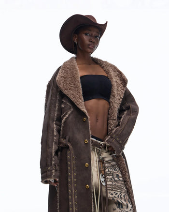 Personsoul Vintage Long Shearling Coat