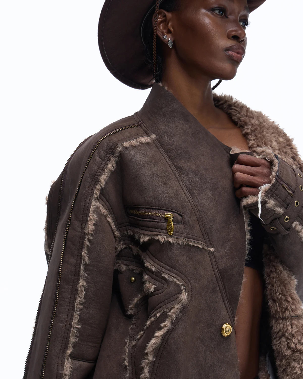 Personsoul Vintage Long Shearling Coat