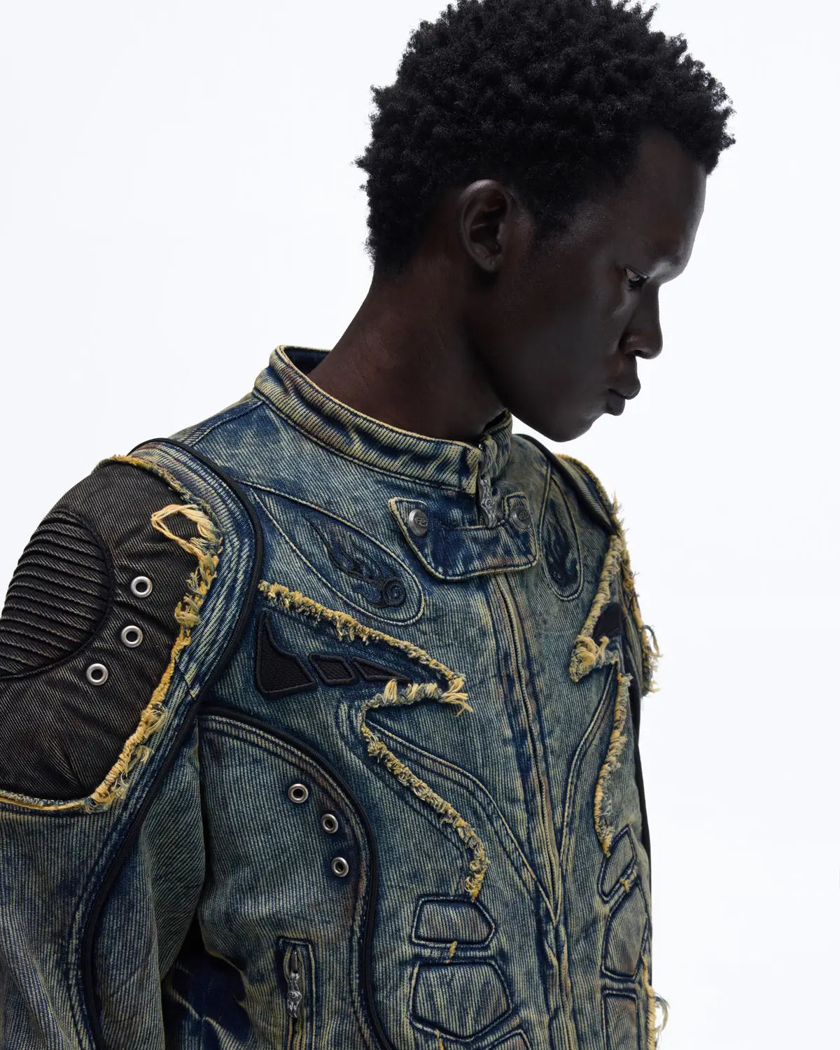 Personsoul Tiger Print Racing Denim Jacket - personsoul