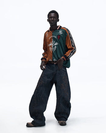 Personsoul Tribal-Animal Print Patchwork Shirt