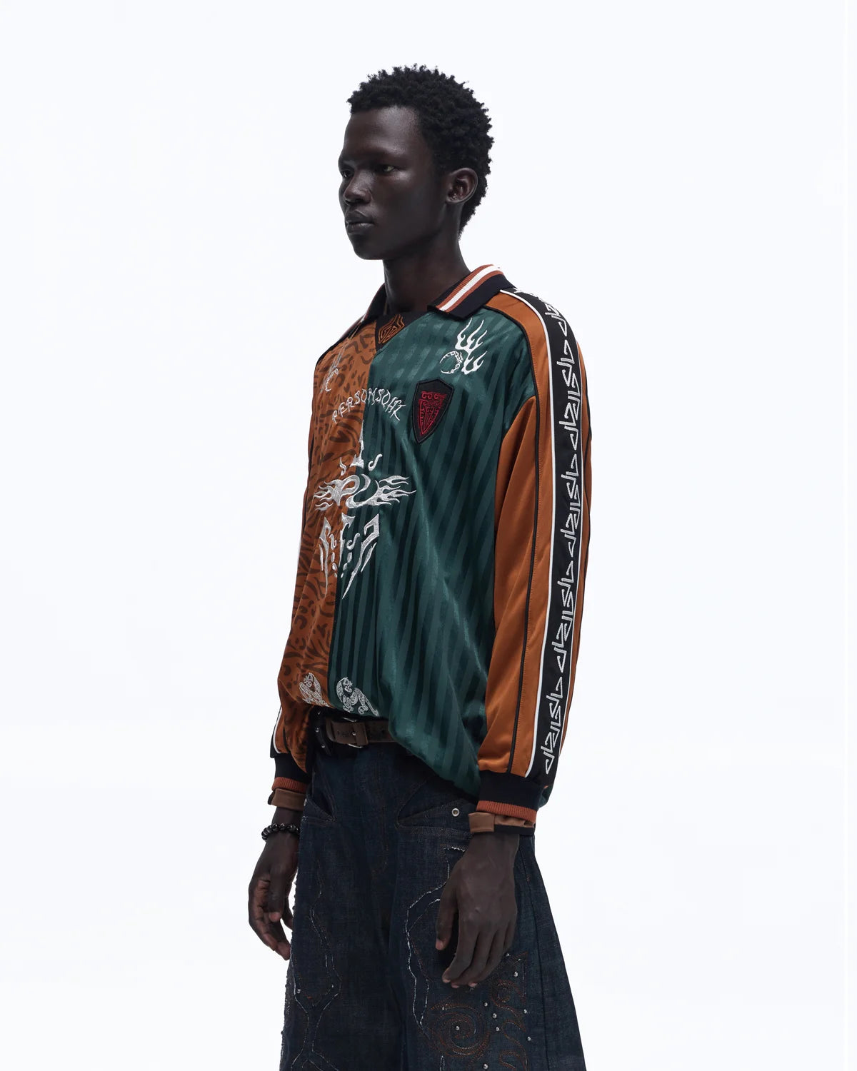 Personsoul Tribal-Animal Print Patchwork Shirt