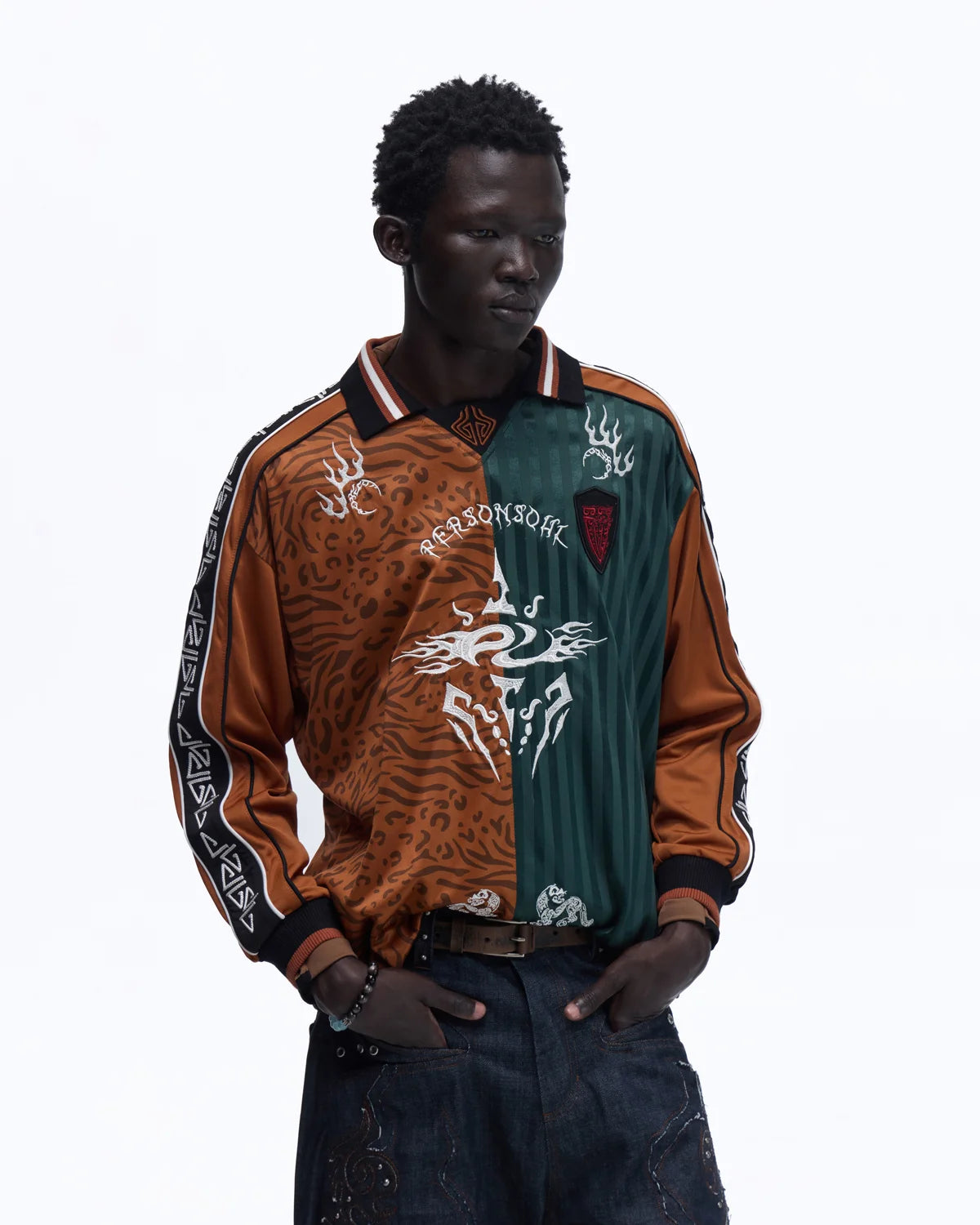 Personsoul Tribal-Animal Print Patchwork Shirt