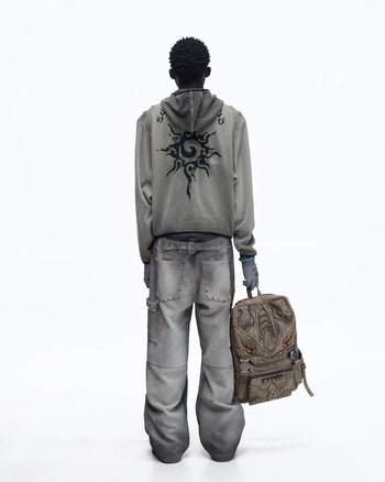 Personsoul Distressed Nubuck & Cowhide with Mushroom Studs Pants