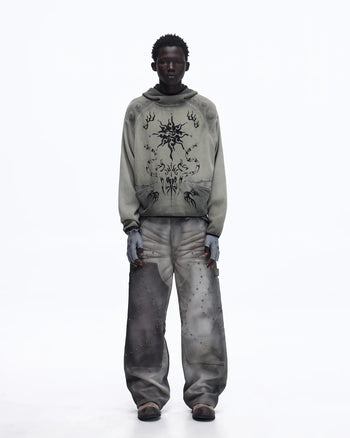 Personsoul Distressed Nubuck & Cowhide with Mushroom Studs Pants