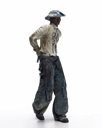 Personsoul Crocodile-print Slim-fit Cropped Jacket