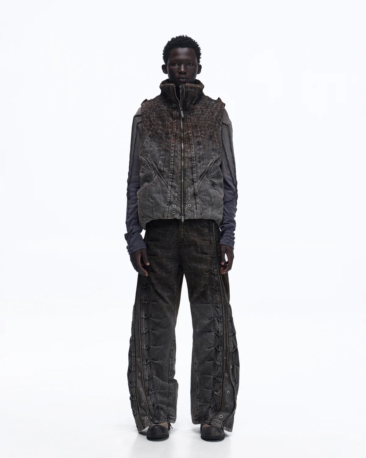 Personsoul Slub Denim Laser-Croc Vest
