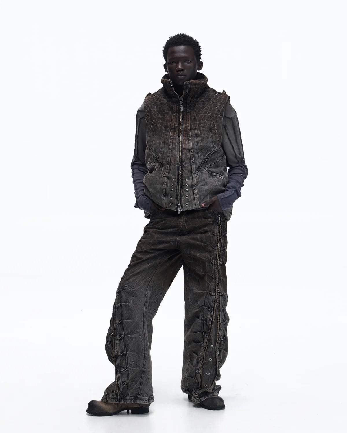 Personsoul Slub Denim Laser-Croc Vest