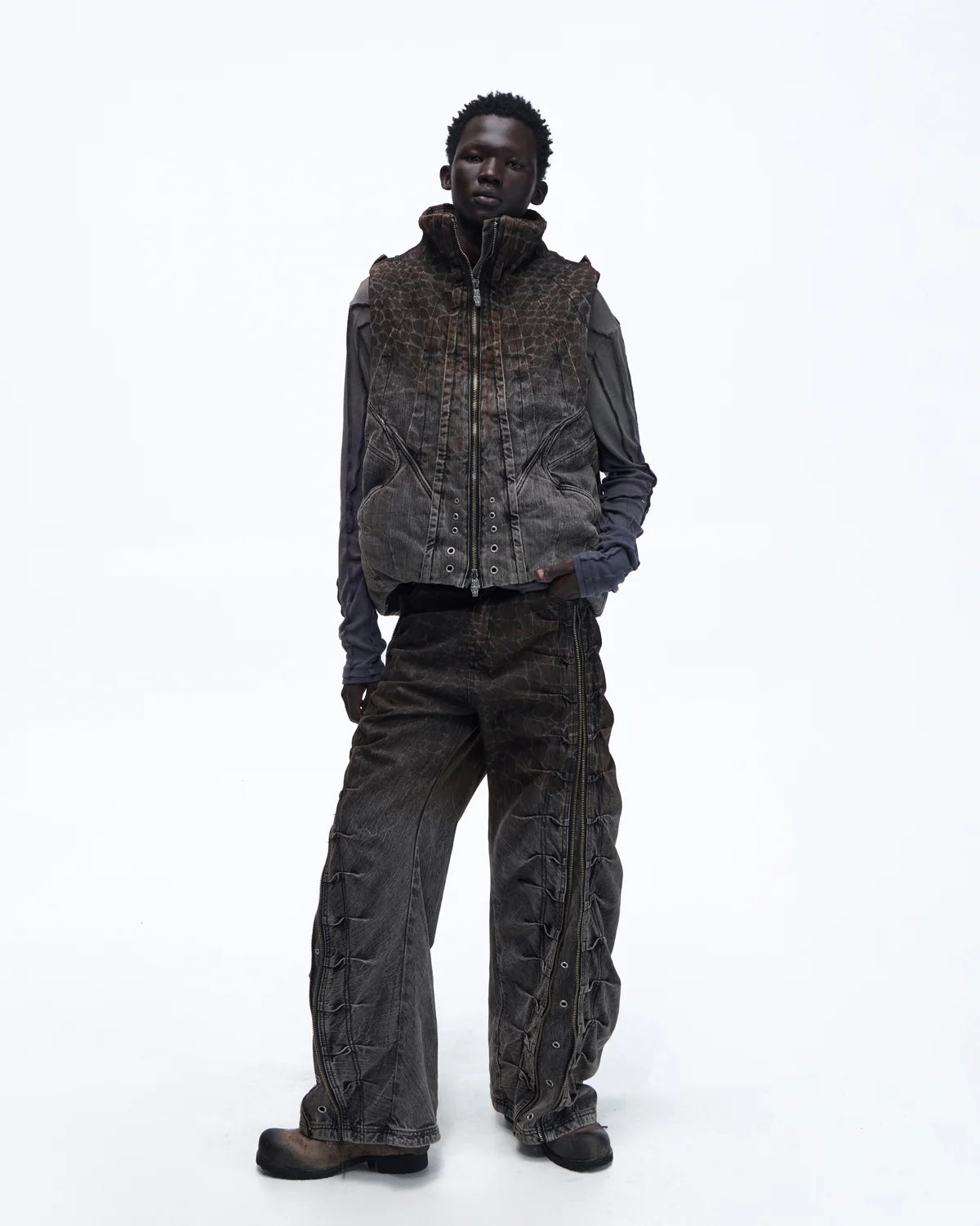 Personsoul Slub Denim Laser-Croc Vest