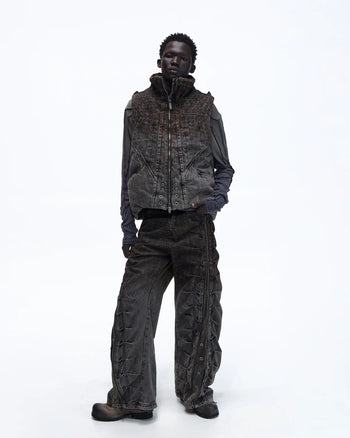 Personsoul Slub Denim Laser-Croc Vest