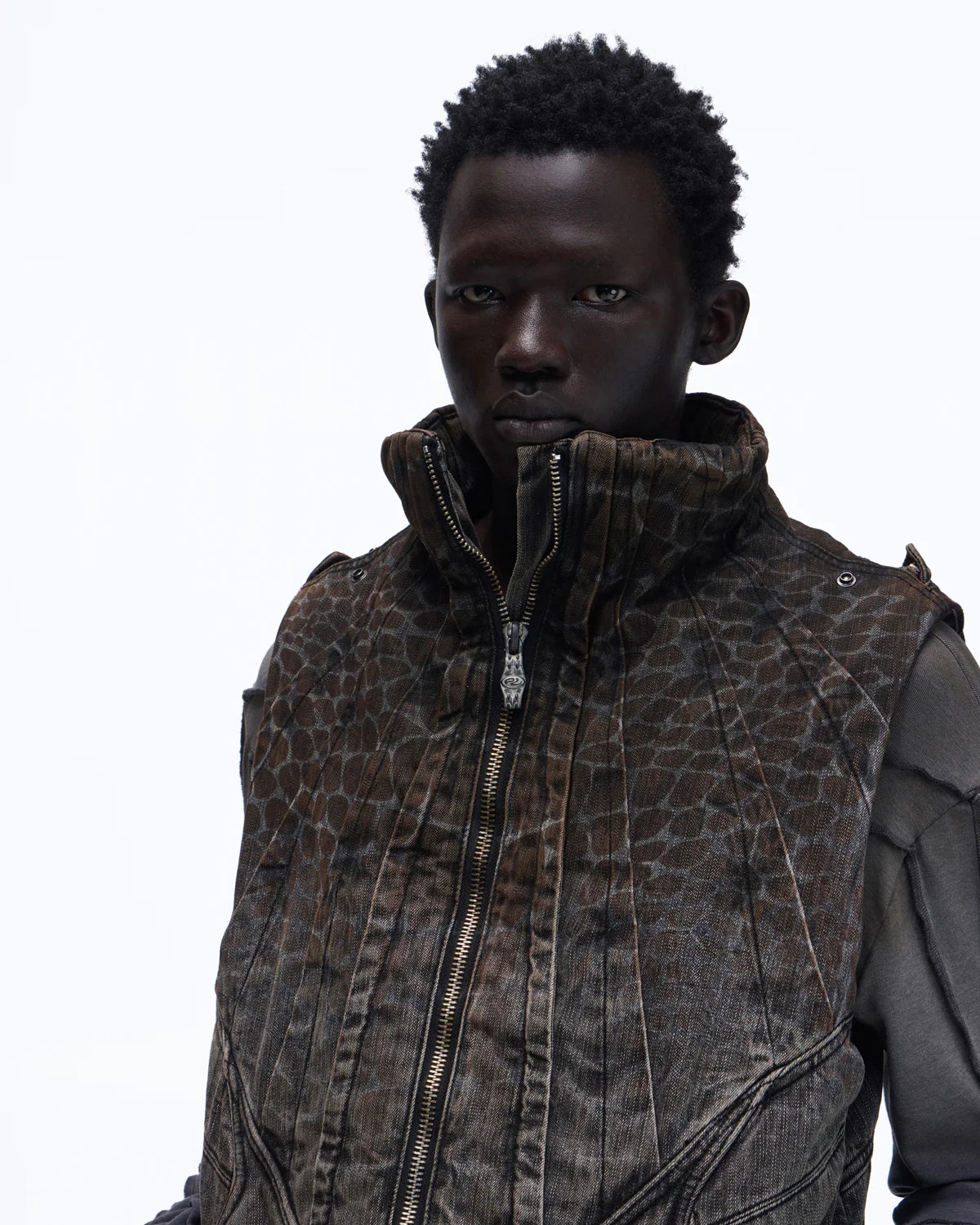 Personsoul Slub Denim Laser-Croc Vest
