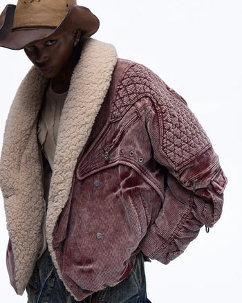 Personsoul Vintage Corduroy Puffer Jacket