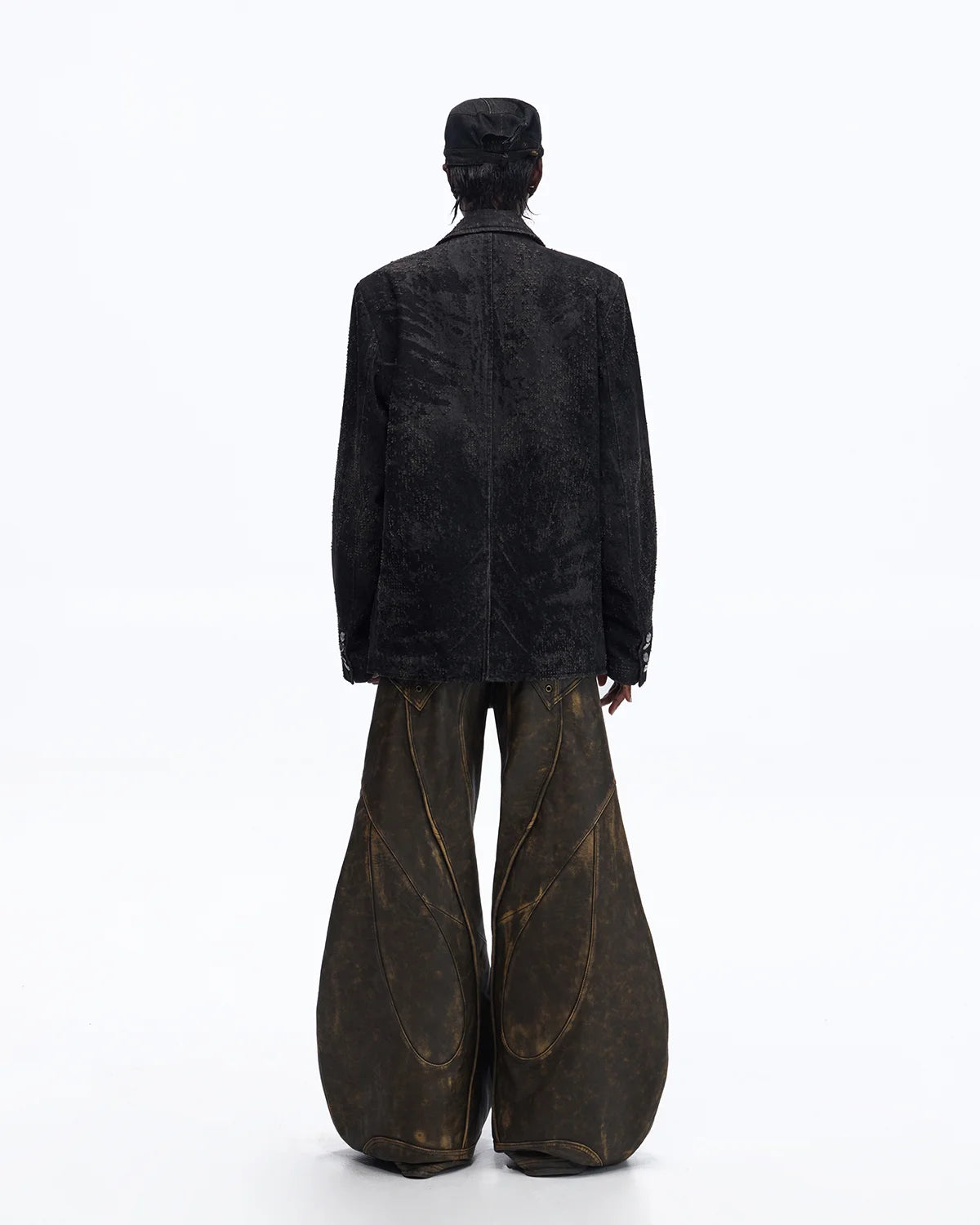 Personsoul Black Laser-Distressed Denim Blazer