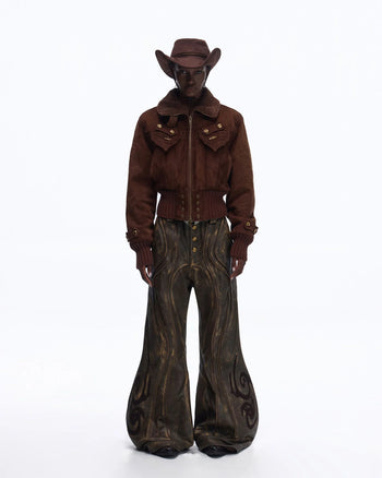 Personsoul Silk-finished Nubuck Cowhide Vintage Jacket