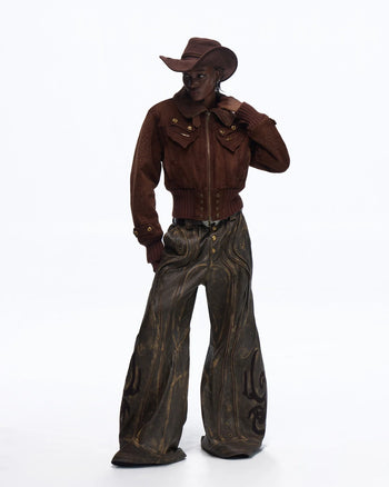 Personsoul Silk-finished Nubuck Cowhide Vintage Jacket