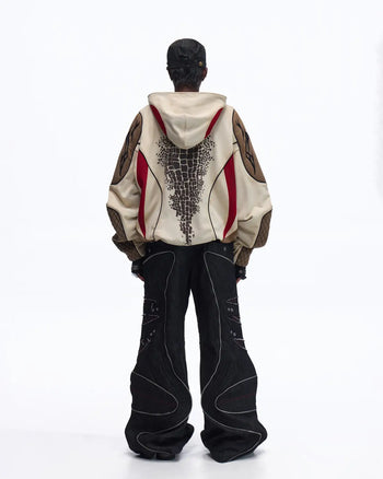 Personsoul Totem Color-Block Racing Hoodie