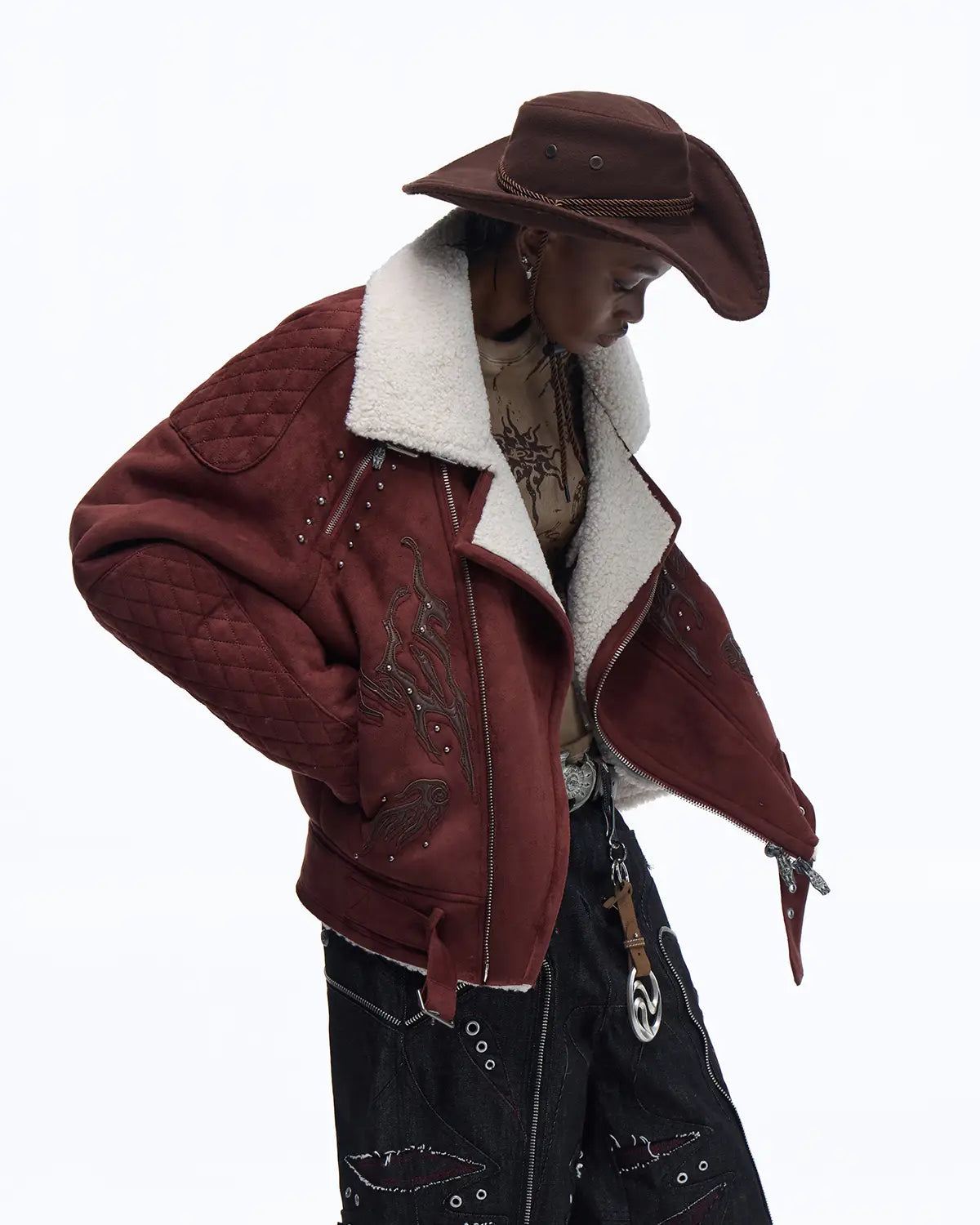 Personsoul Lightning Totem Stand Collar Jacket