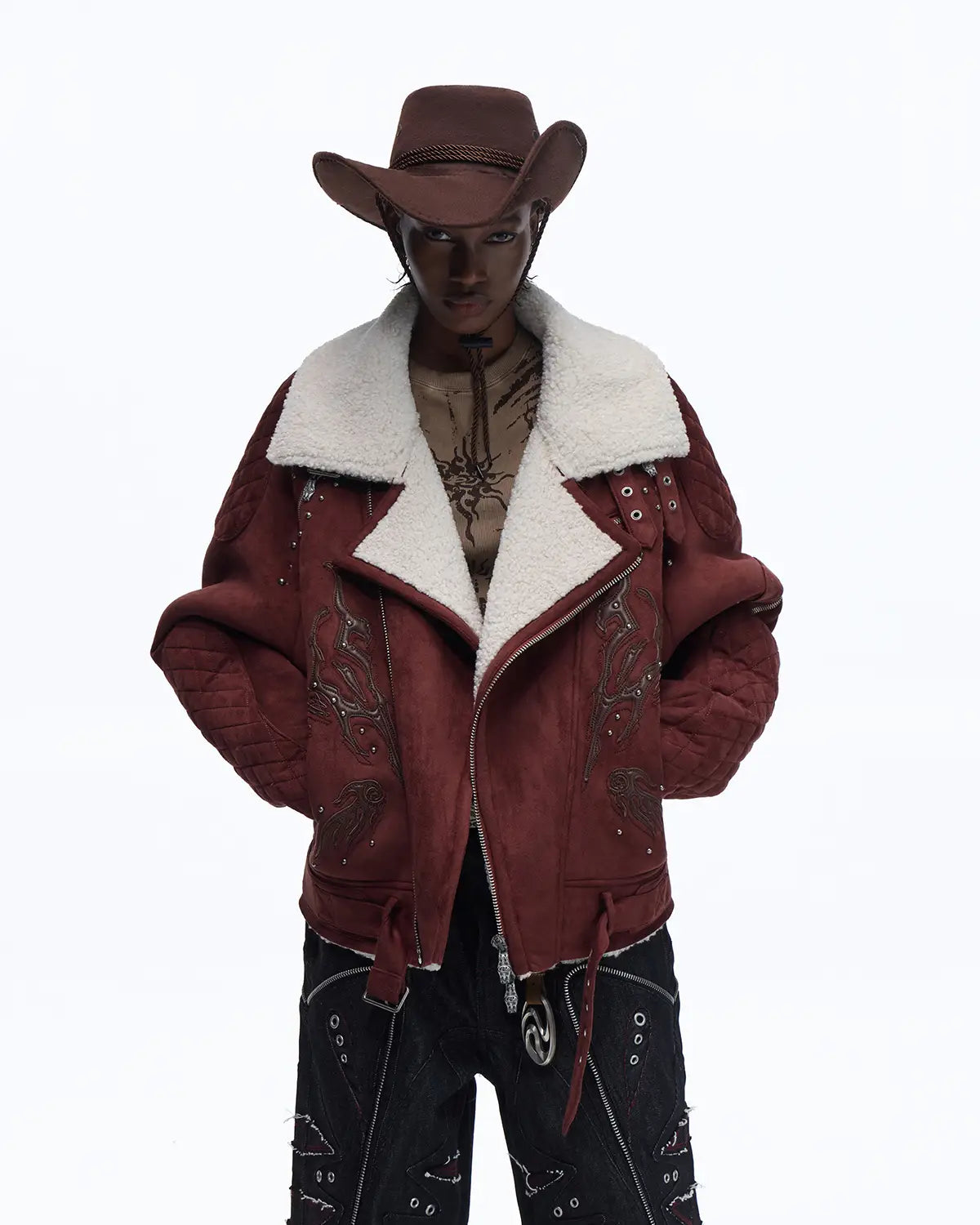 Personsoul Lightning Totem Stand Collar Jacket