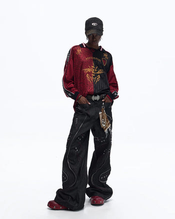 Personsoul Tribal-Animal Print Patchwork Shirt
