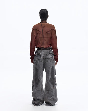 Personsoul Contrast Stitch Long Sleeve Top