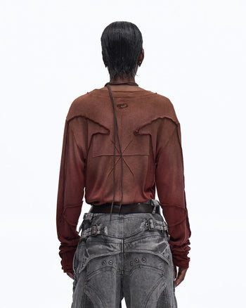 Personsoul Contrast Stitch Long Sleeve Top