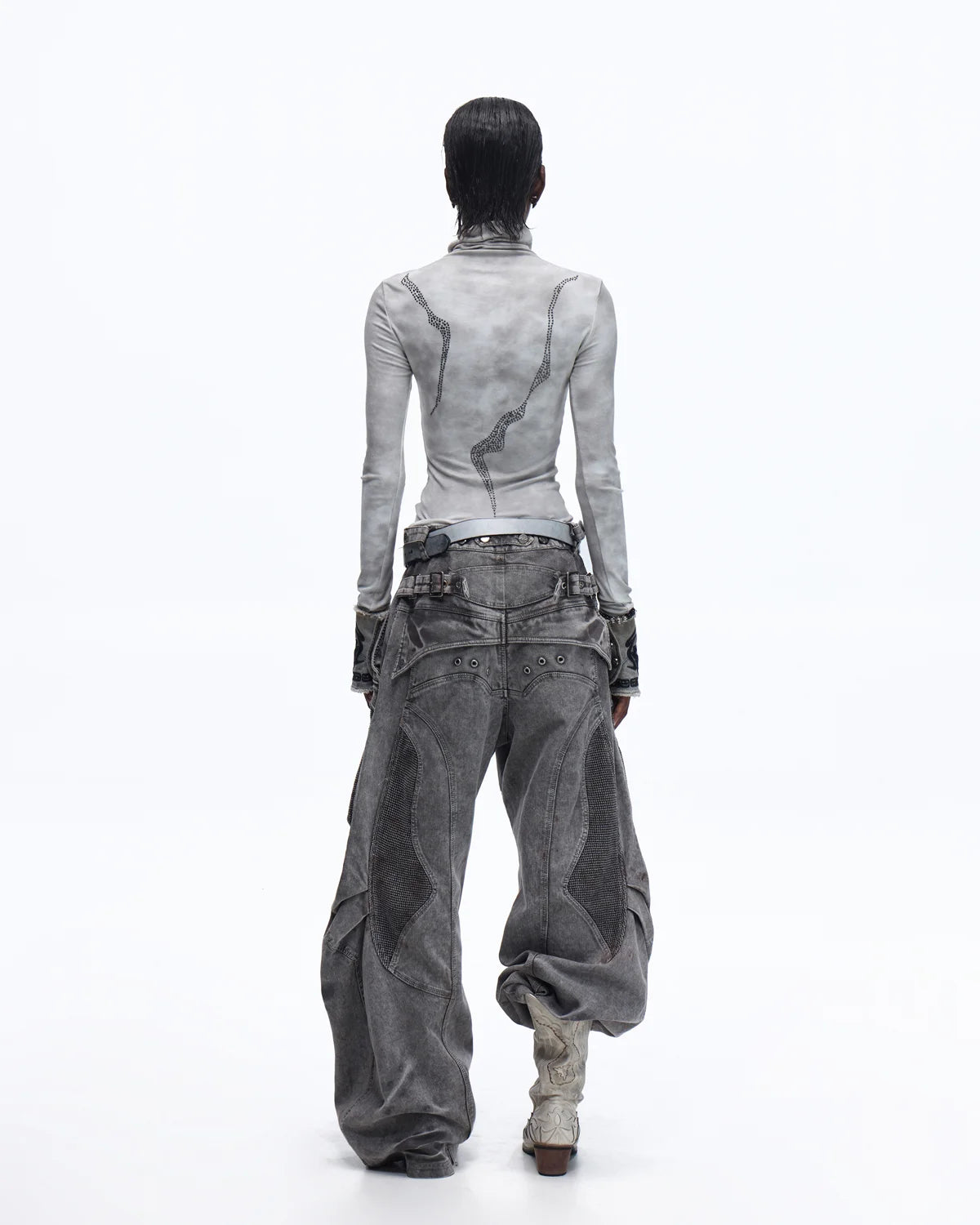 Personsoul Mock Double-Waist Wide-Leg Cargo Pants - personsoul Personsoul Mock Double-Waist Wide-Leg Cargo Pants - personsoul