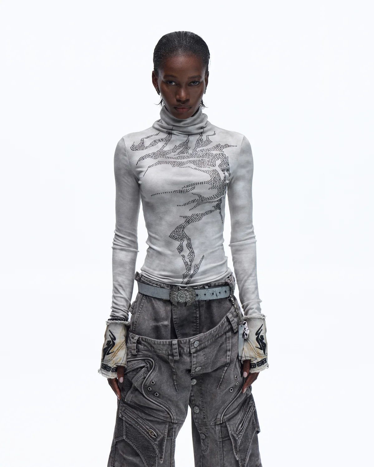 Personsoul Metallic Crystal-Lightning Long Sleeve Tee