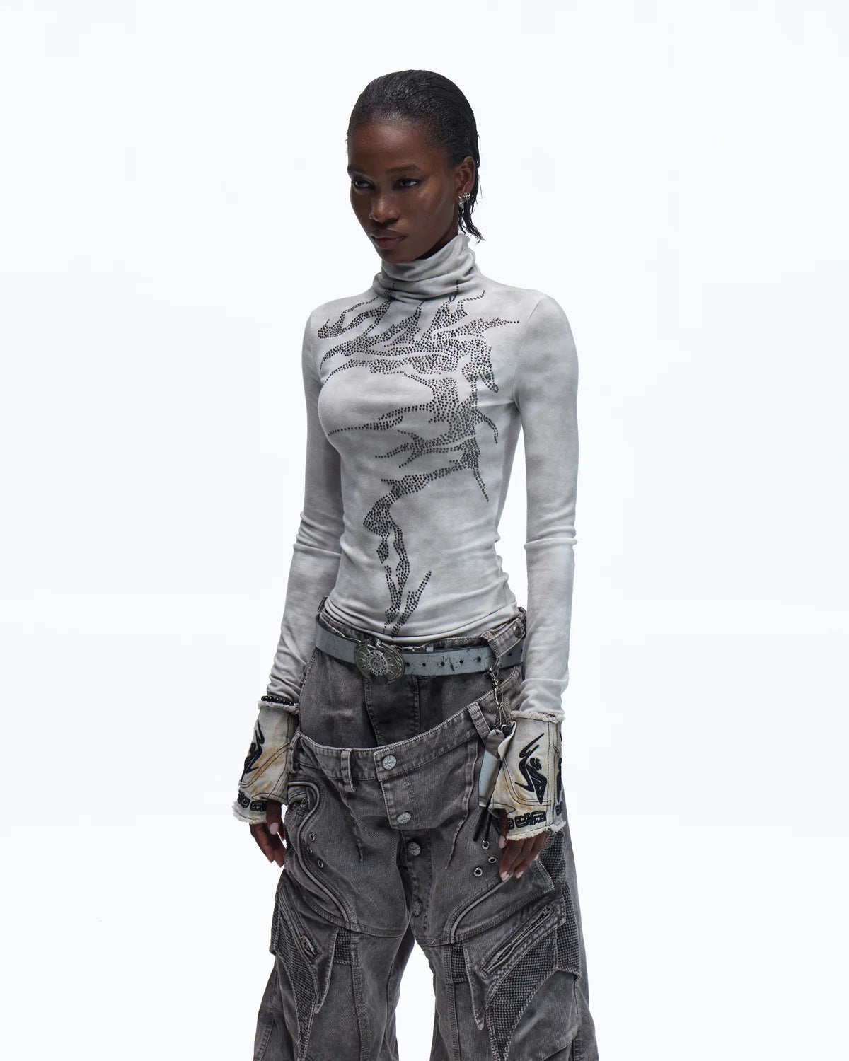 Personsoul Metallic Crystal-Lightning Long Sleeve Tee