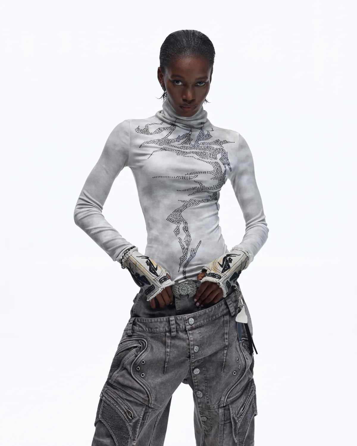 Personsoul Metallic Crystal-Lightning Long Sleeve Tee