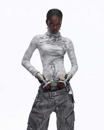 Personsoul Metallic Crystal-Lightning Long Sleeve Tee