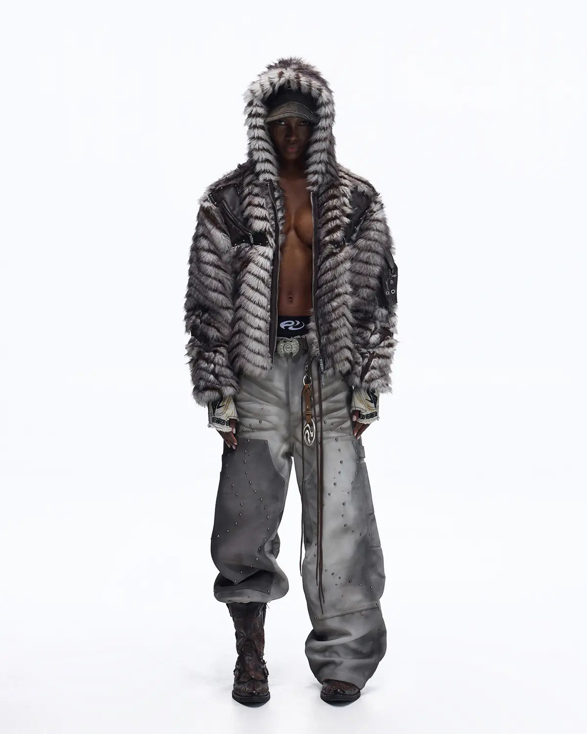 Personsoul Water-Dyed Cowhide Mythical Beast Western Boots