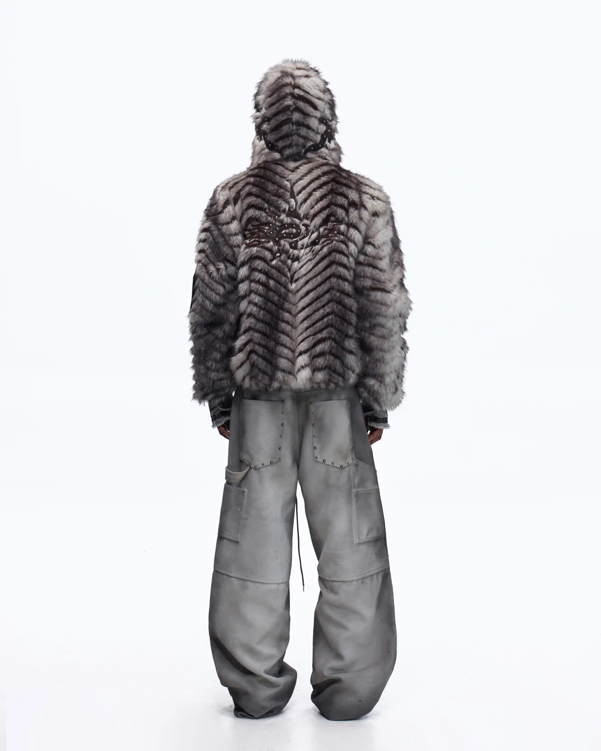 Personsoul Distressed Nubuck & Cowhide with Mushroom Studs Pants
