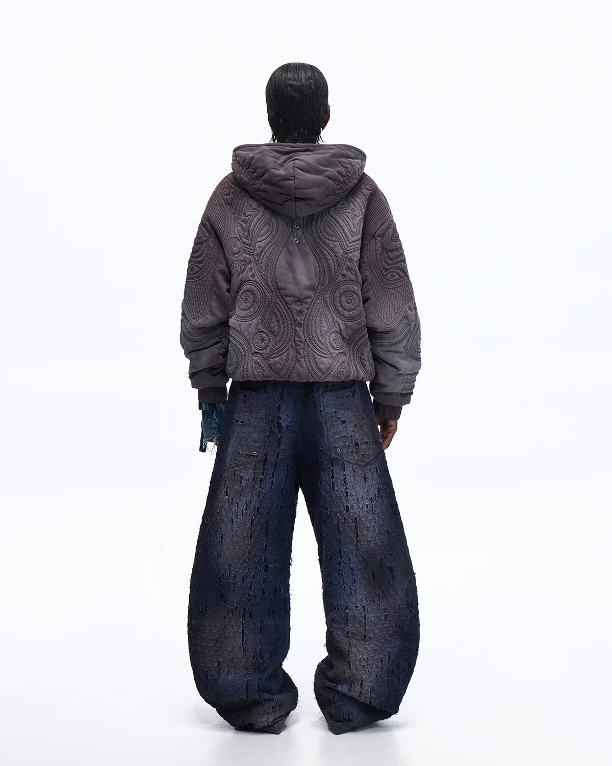 Personsoul Ripped Double-Layer Scimitar Jeans