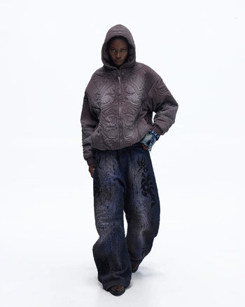 Personsoul Ripped Double-Layer Scimitar Jeans