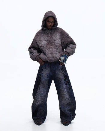 Personsoul Ripped Double-Layer Scimitar Jeans