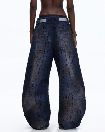 Personsoul Ripped Double-Layer Scimitar Jeans