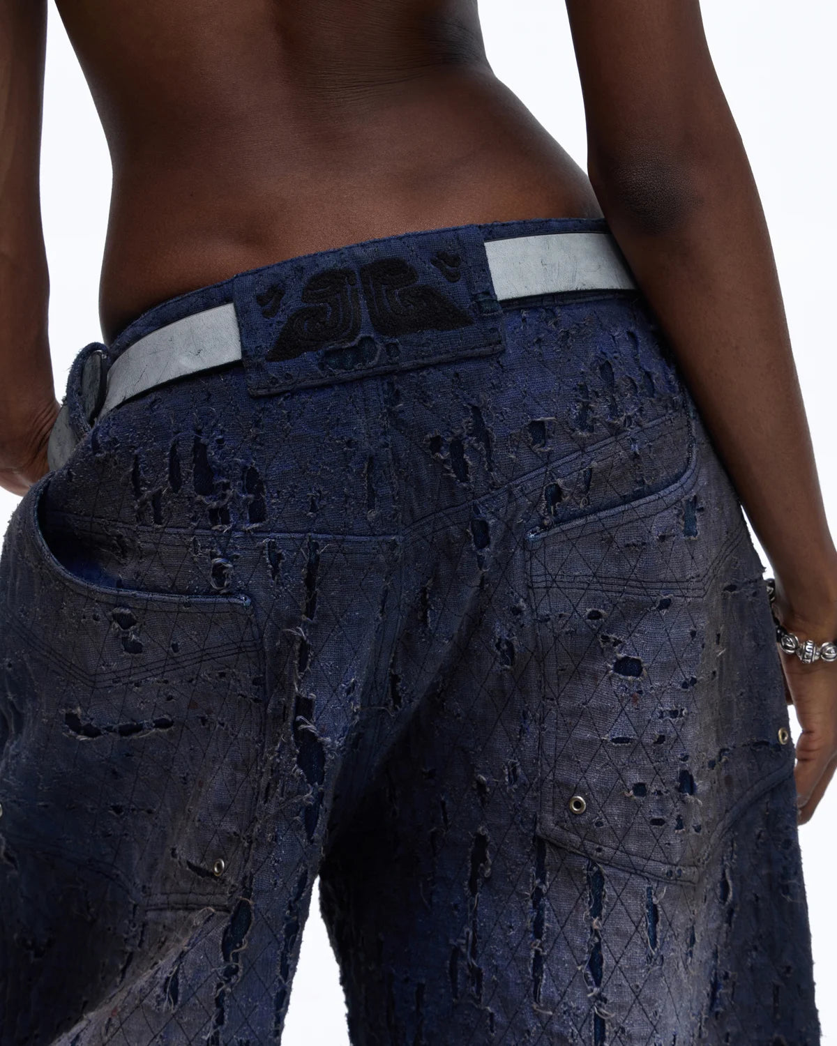 Personsoul Ripped Double-Layer Scimitar Jeans