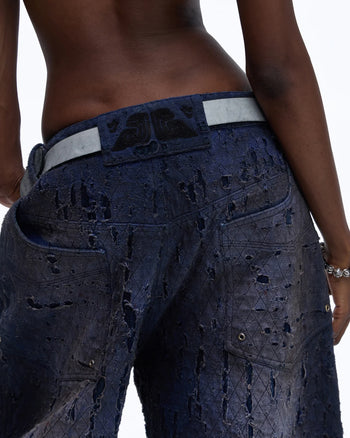 Personsoul Ripped Double-Layer Scimitar Jeans