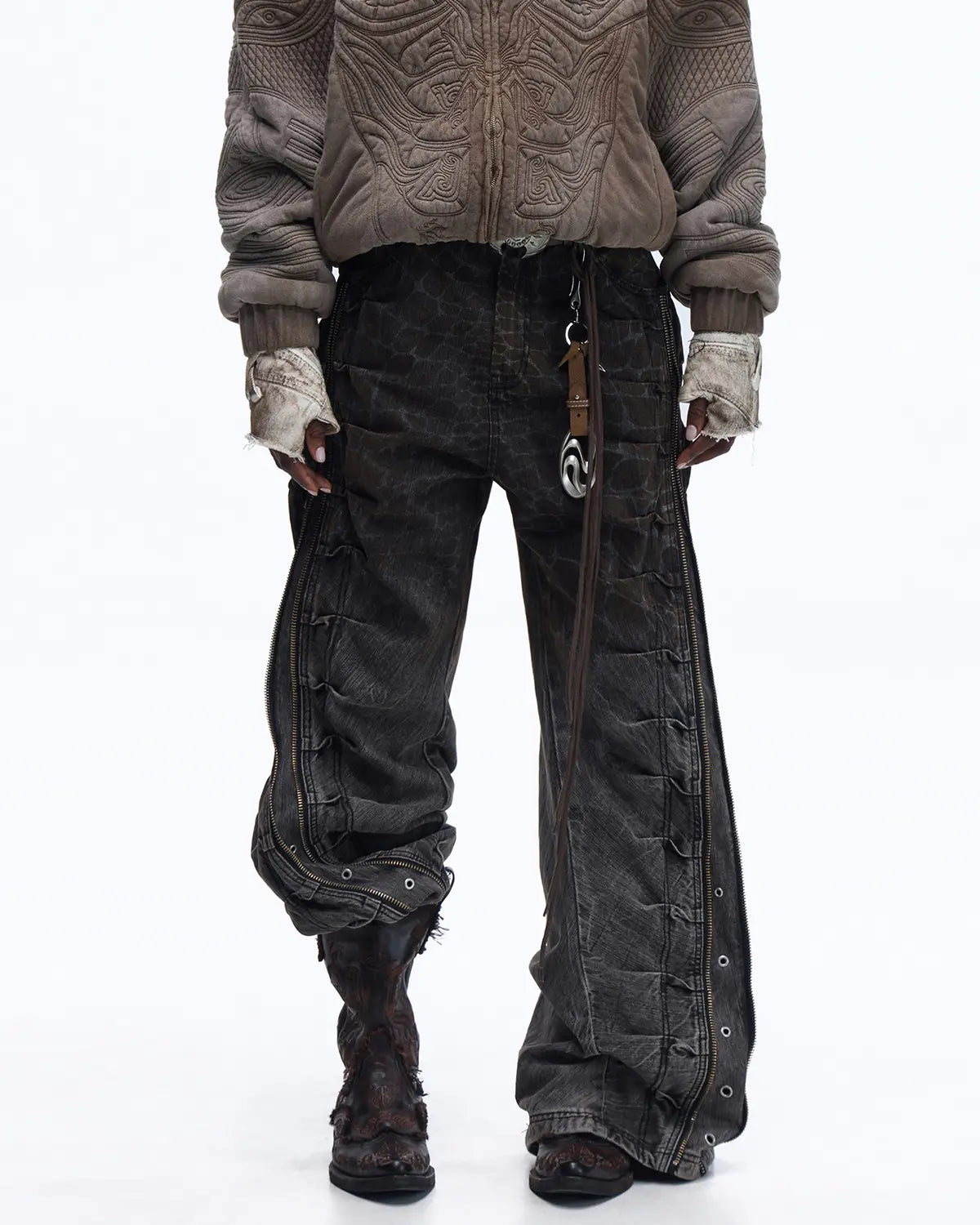 Personsoul Water-Dyed Cowhide Mythical Beast Western Boots