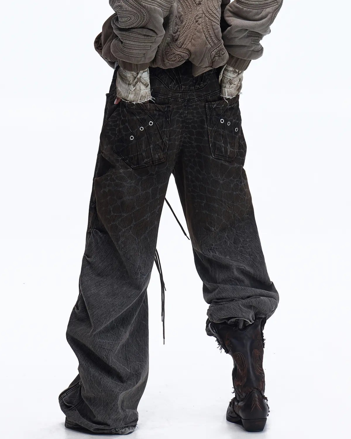 Personsoul Water-Dyed Cowhide Mythical Beast Western Boots