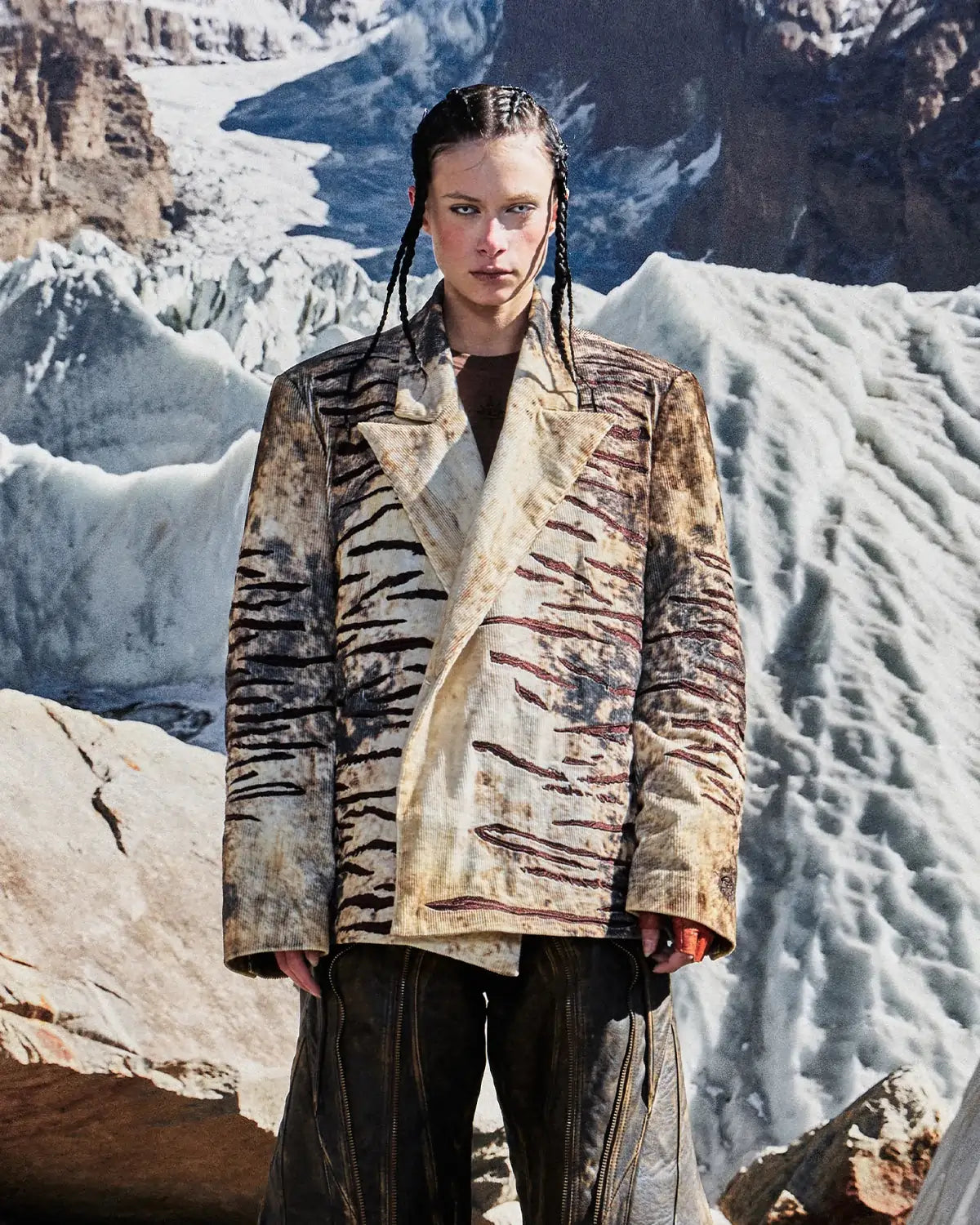 Personsoul Corduroy Tiger Print Blazer